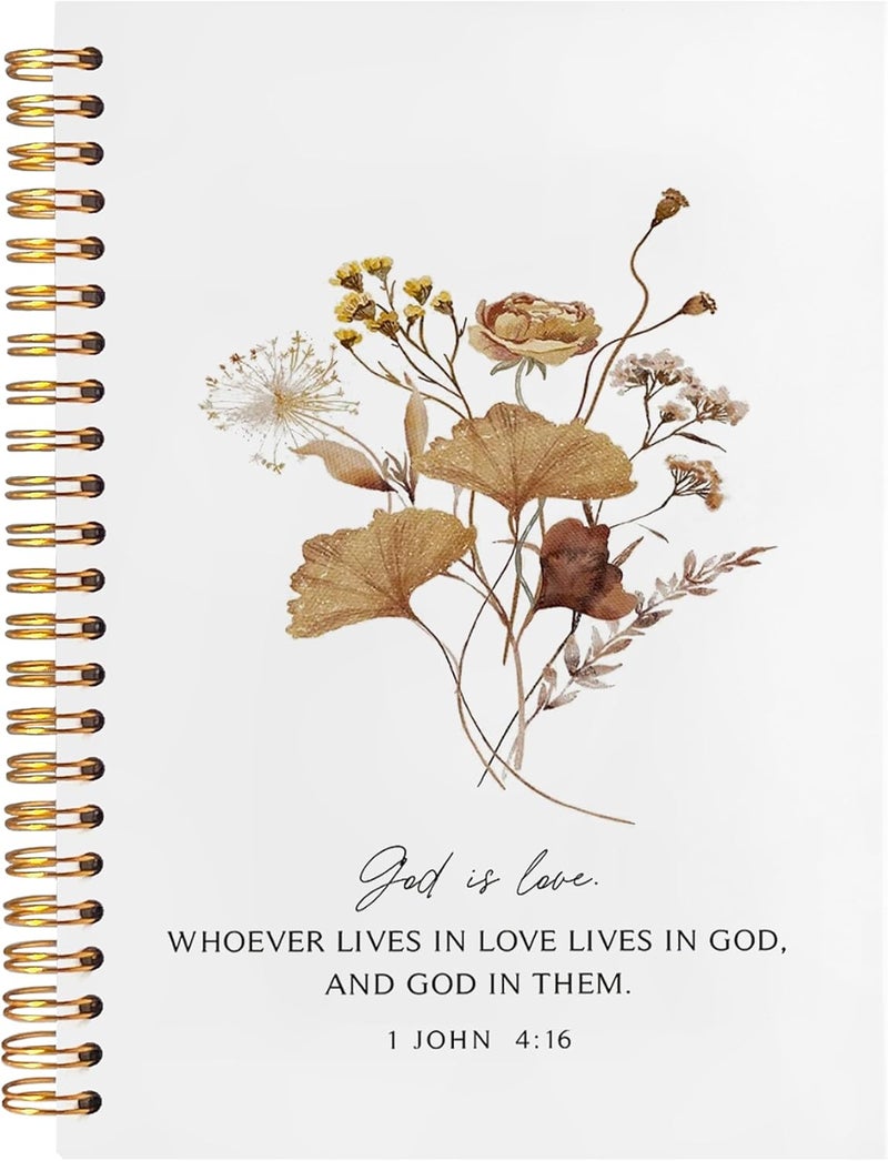 BearCake God is Love Floral Christian Notebook Journal, Christian Gifts for Women, Bible Notebooks for Note Taking, Bible Journaling Notebook, Hardcover Spiral Notebook 5.5x8.3 - Image 1